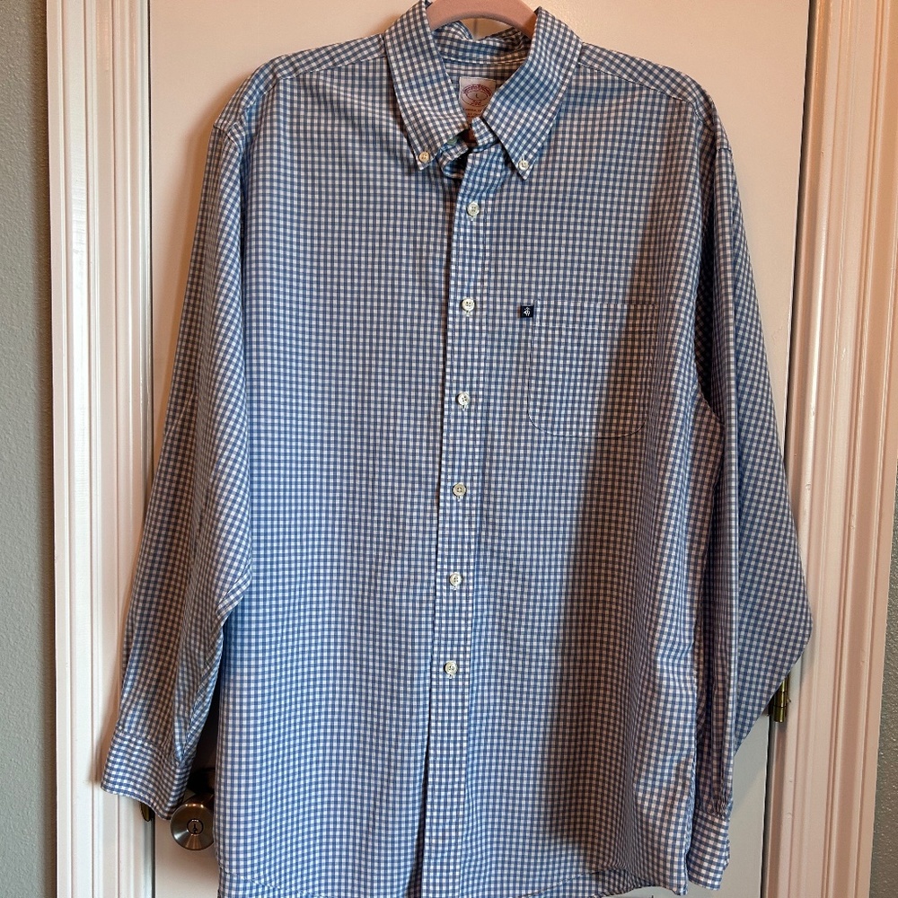 Men’s Blue and white check Brooks Brothers button up